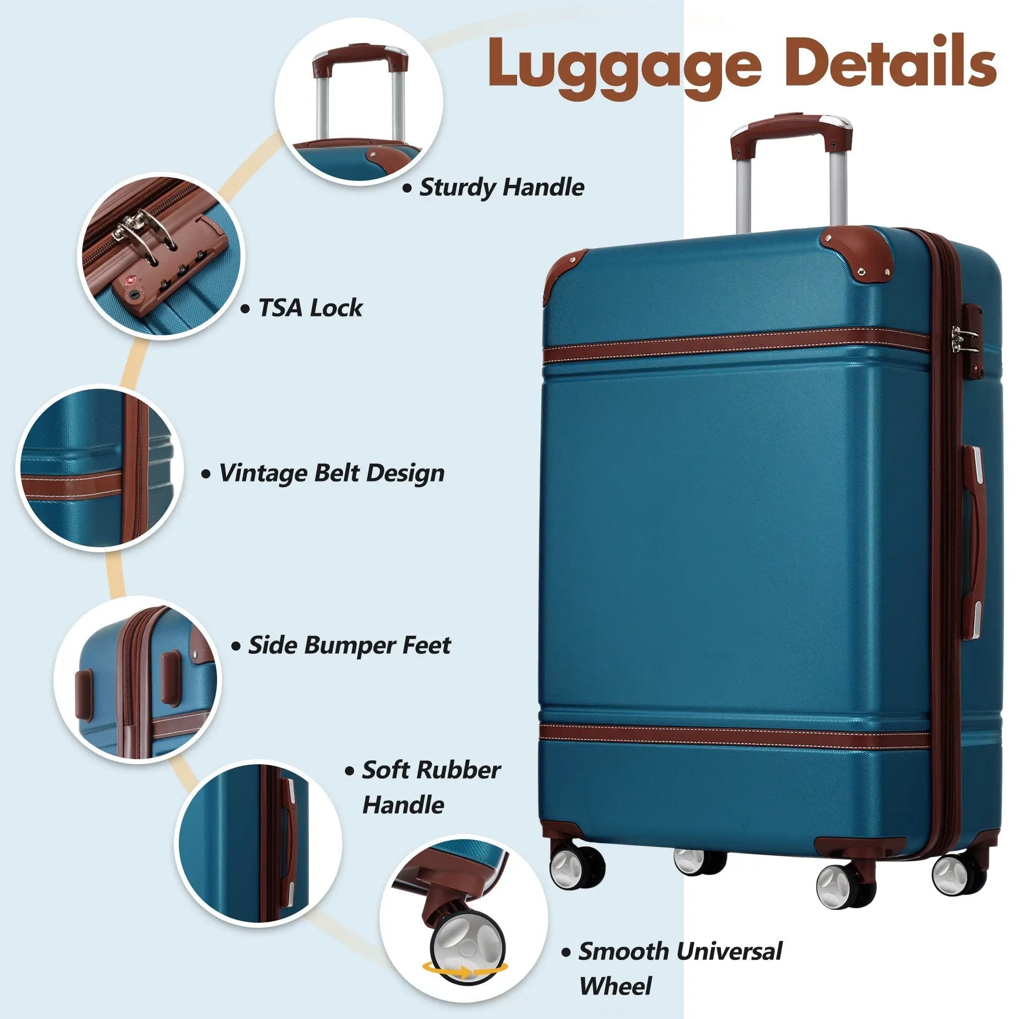 GigaTech Hardshell 3-Piece Lightweight Luggage Set - Blue 28 Inch by HouseOfZazla