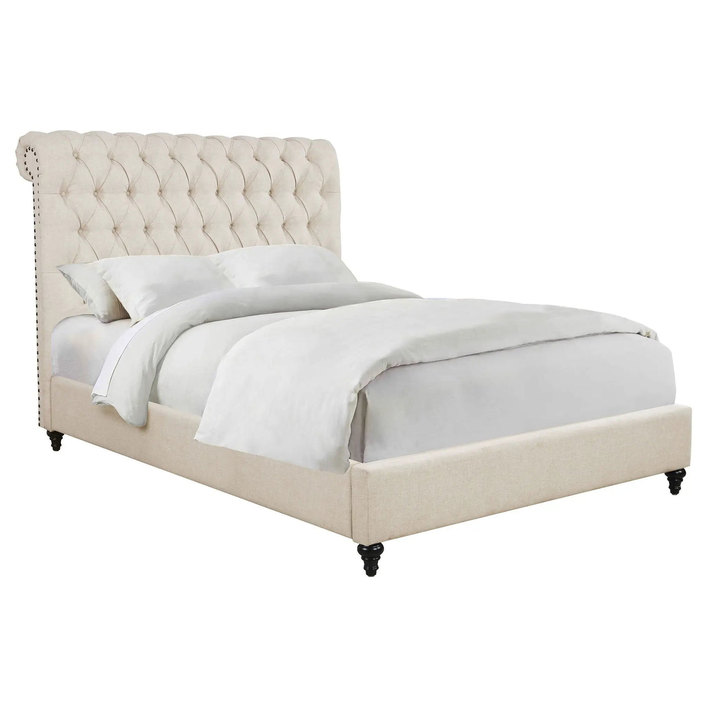 Clemence - Tufted Upholstered Bed With Rolled Back Design by HouseOfZazla