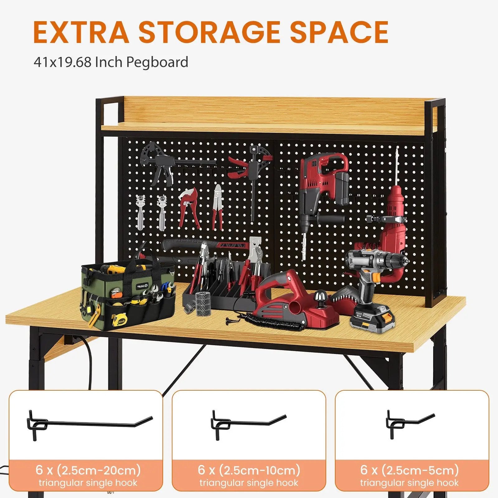 48" Adjustable Workbench with Pegboard by HouseOfZazla