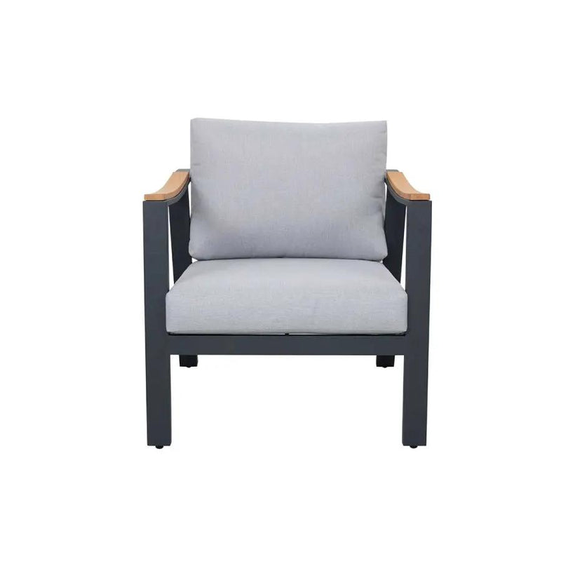 Nova 4-Piece Aluminum & Teak Sofa Set with Stationary Chairs by Outdoor-USA®