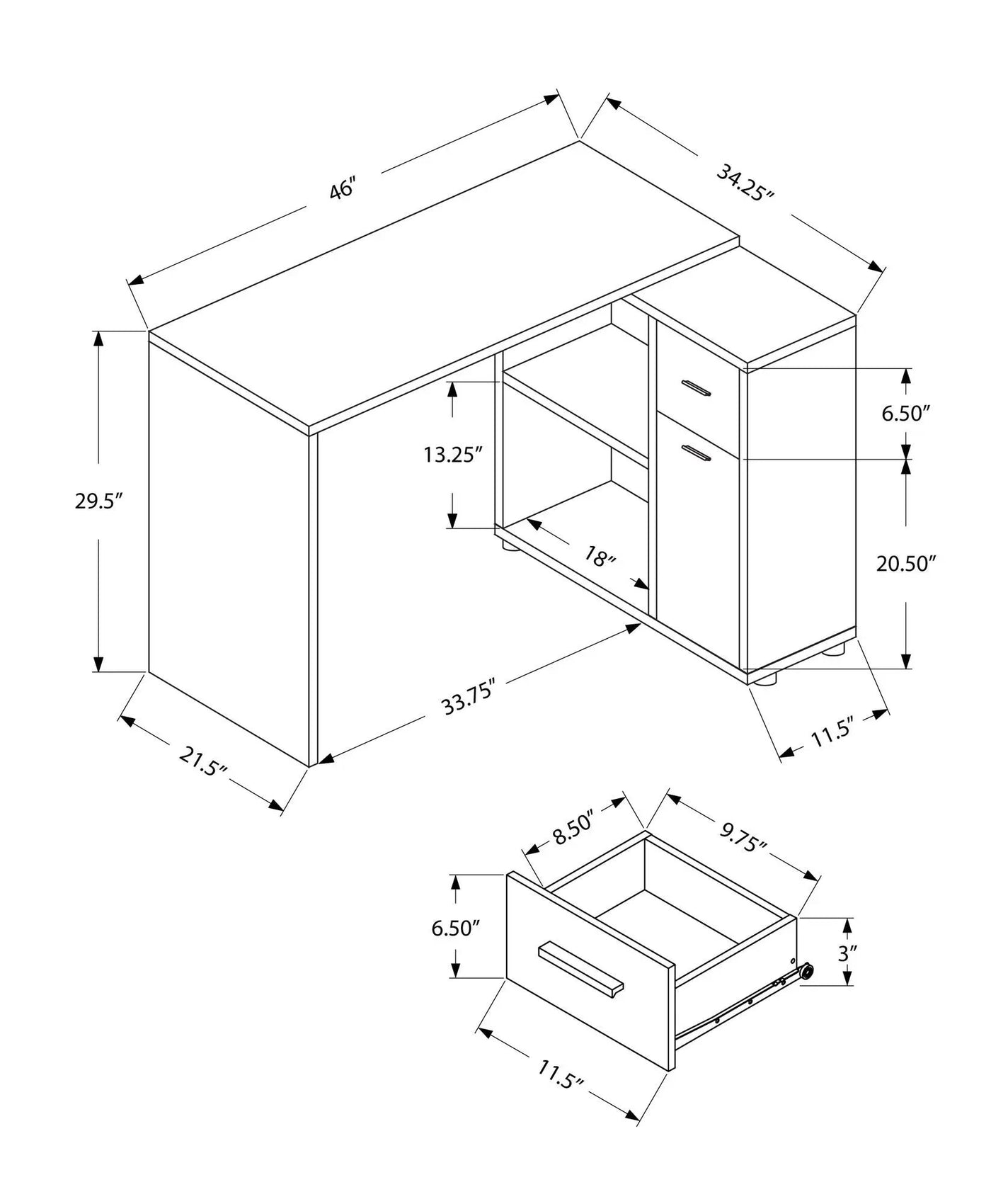 Computer Desk, Home Office, Corner, Storage Drawers, L Shape, Contemporary & Modern by HouseOfZazla