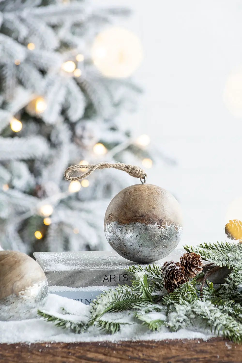 Christmas Ball Ornaments, Wood Decorative Hanging Ball Christmas Tree Ornaments For Holiday Party Decorations by HouseOfZazla