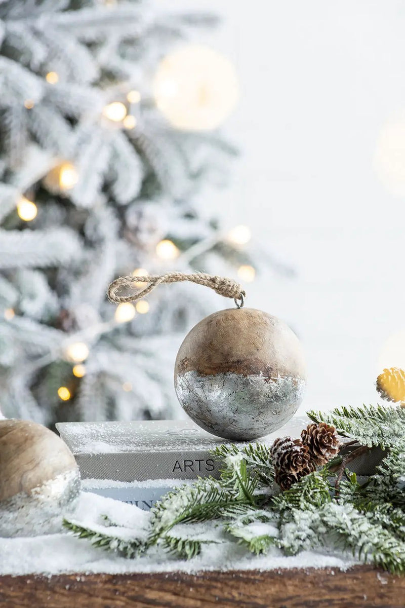 Christmas Ball Ornaments, Wood Decorative Hanging Ball Christmas Tree Ornaments For Holiday Party Decorations by HouseOfZazla
