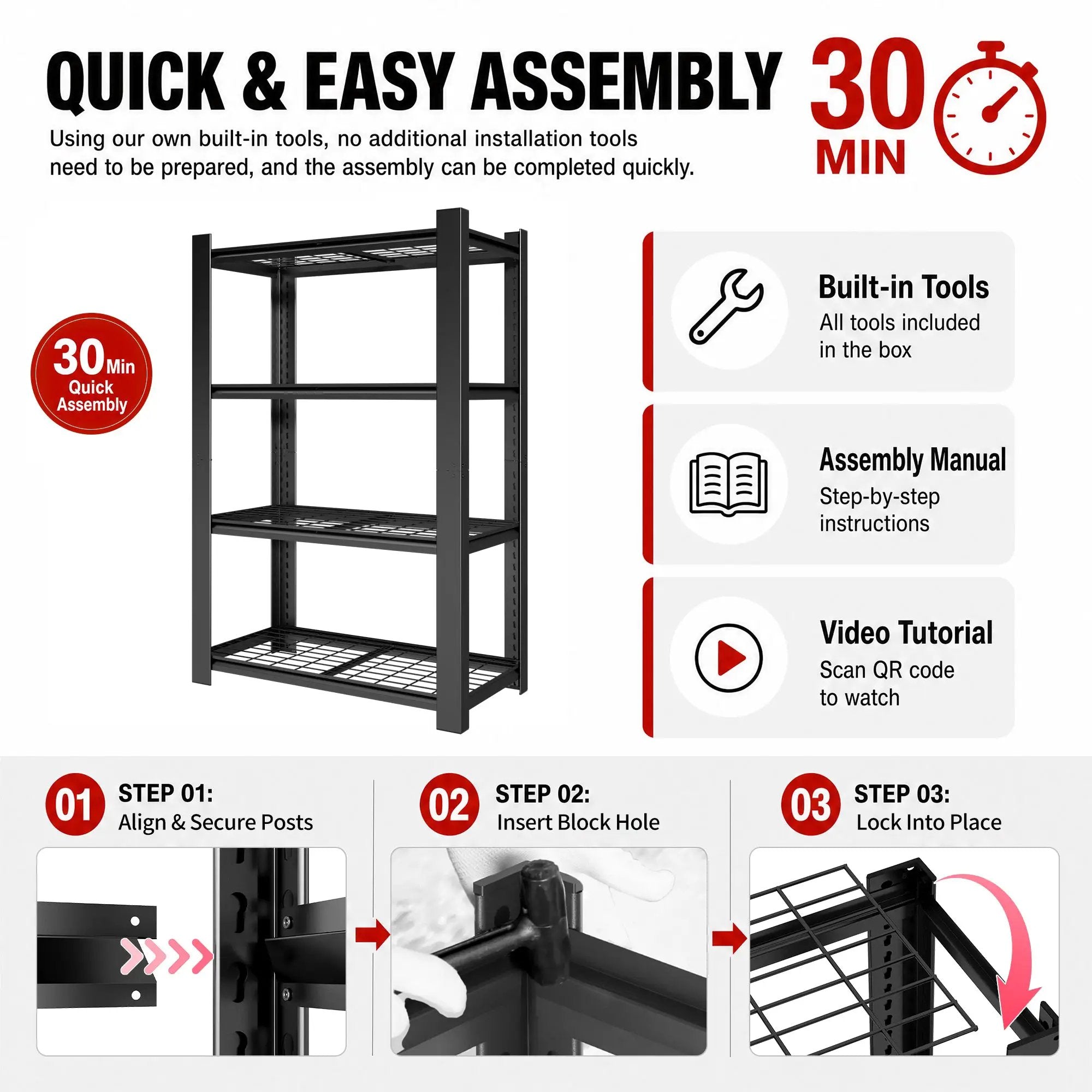 60"H 4-Tier Adjustable Heavy Duty Shelving Metal Mesh Storage Rack by HouseOfZazla