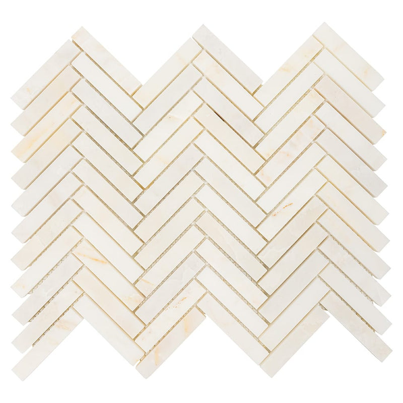 Cal Amb Honed Herringbone 5/8x2 15/16 Marble Honed 16x16 Mosaics