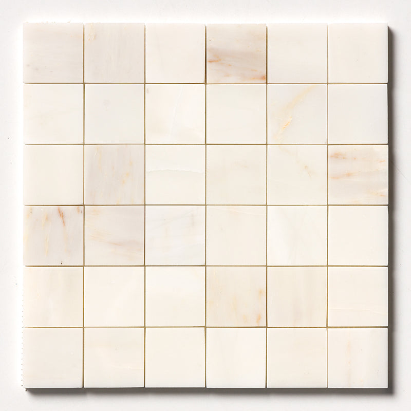 Calacatta Amber Honed Straight Mesh 2x2 Marble Honed 12x12 Mosaics