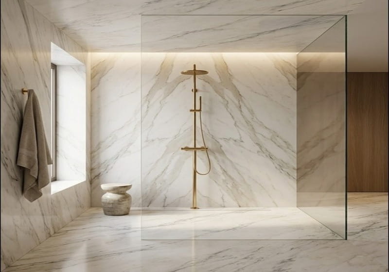 Calacatta Bella Polished Marble Slab Random 1 1/4 room scene 3