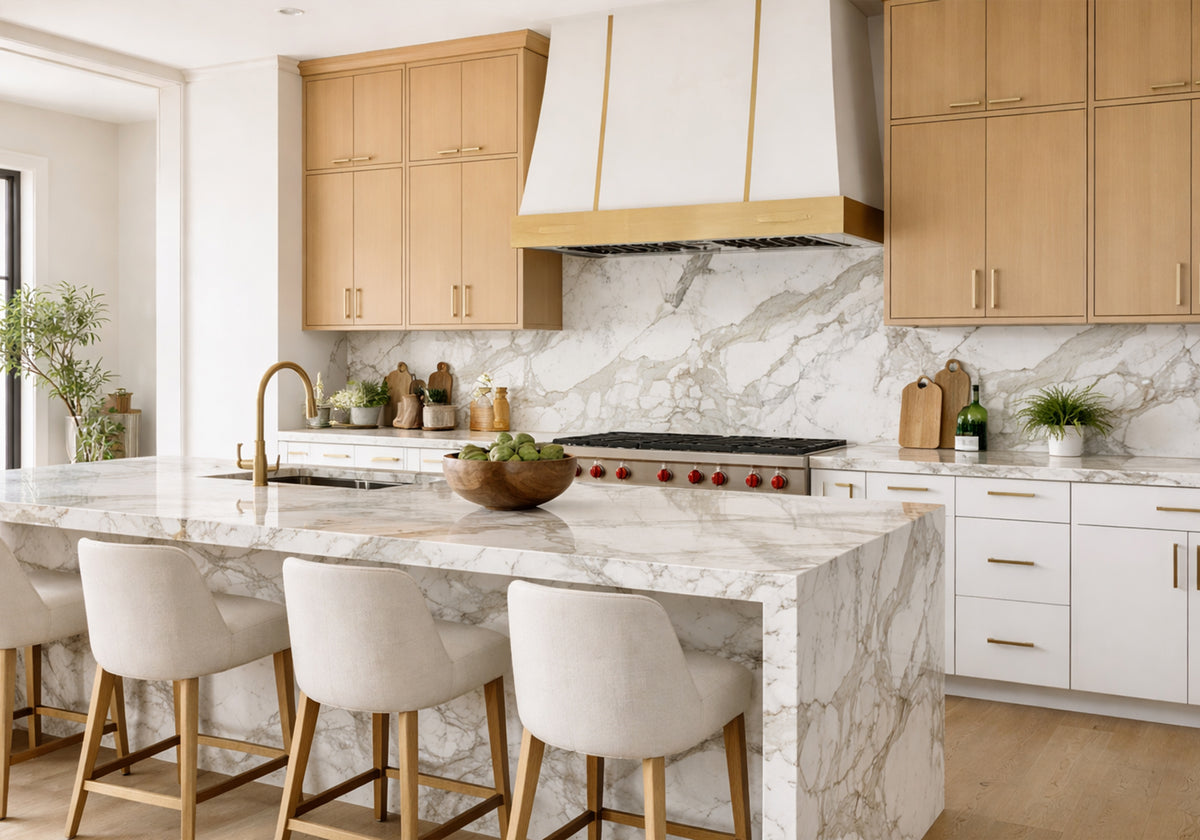 Calacatta Bettogli Honed Marble Slab Random room scene 2
