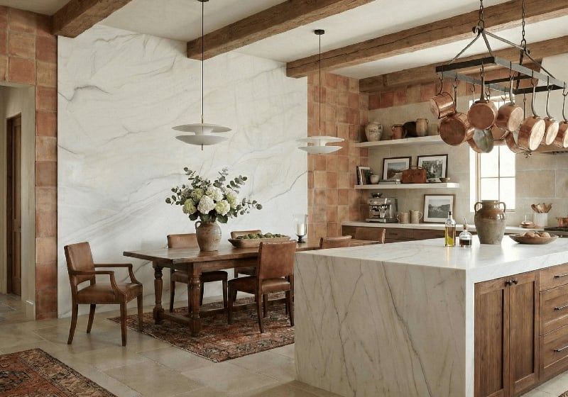 Calacatta Brasil Value Honed Quartzite Slab Random room scene 3