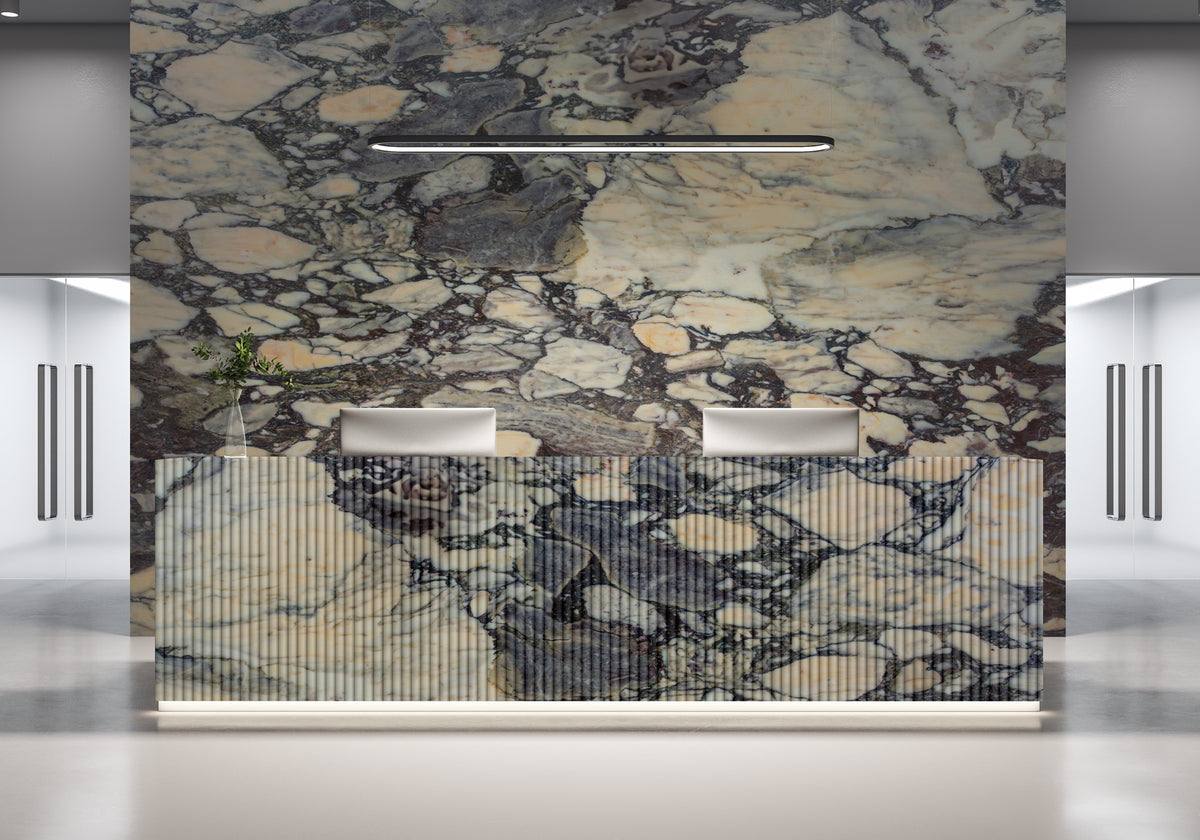 Calacatta Breccia Violetta Honed Marble Slab Random 3/4 room scene