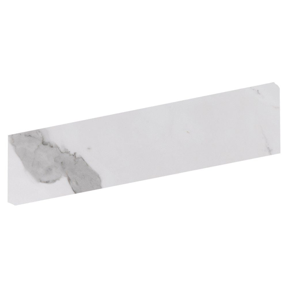 Calacatta Bright Polished Bullnose Marble Look Porcelain Base 4x24 Porcelain Polished 4x24 Base