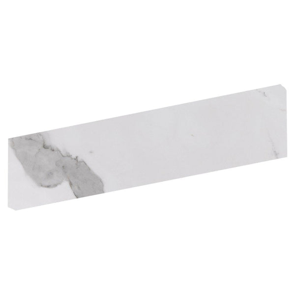 Calacatta Bright Polished Bullnose Marble Look Porcelain Base 4x24
