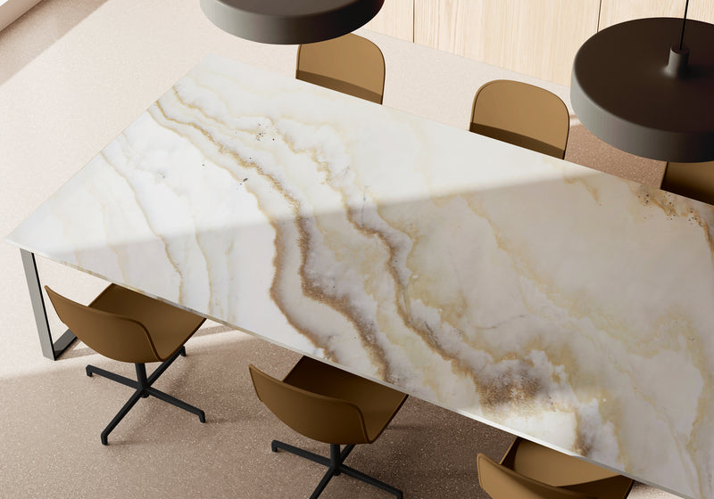 Calacatta Cremo Delicato Ext Polished Marble Slab Random room scene 2