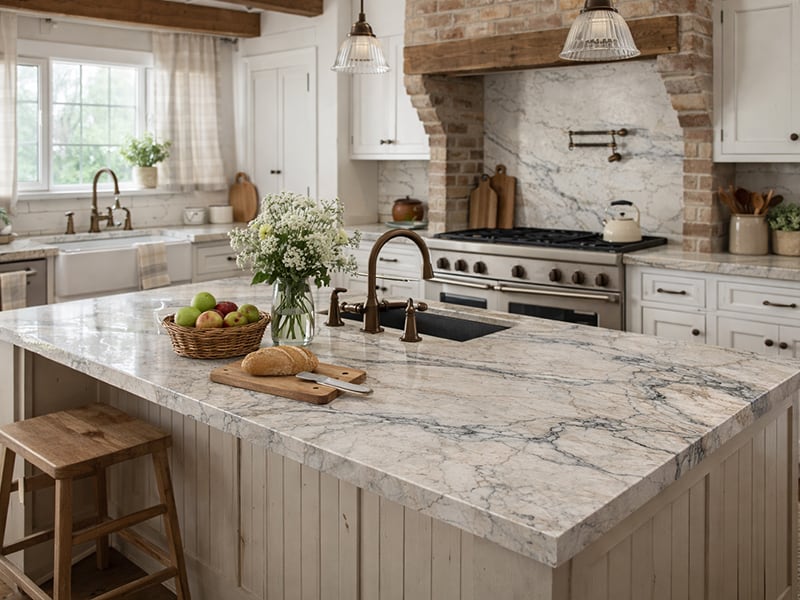 Calacatta Giotto Polished Quartzite Slab Random room scene 4