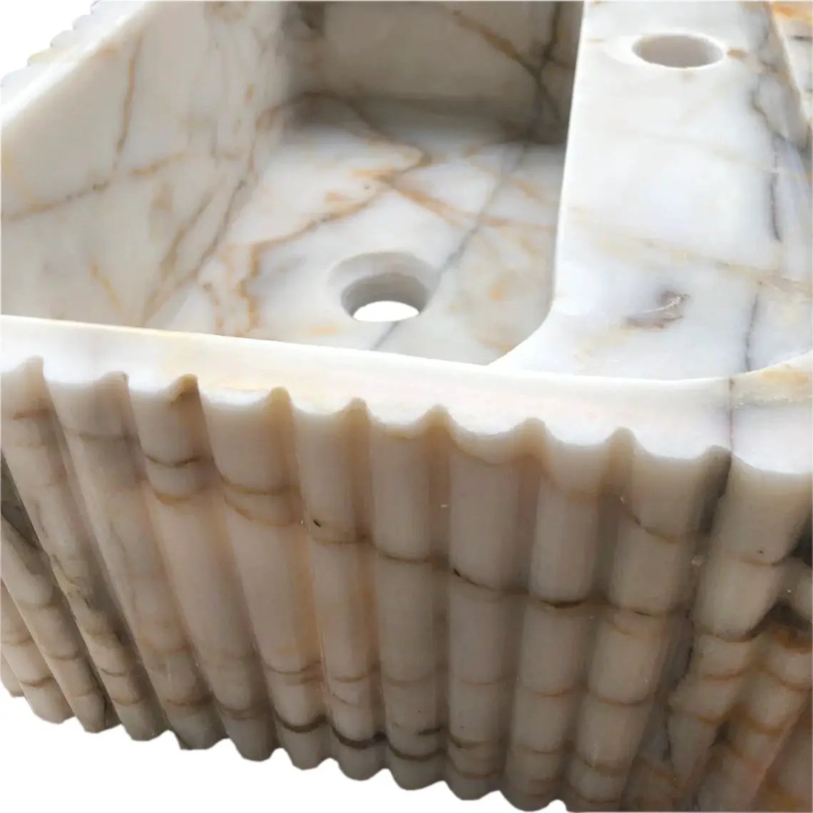 Calacatta Gold Marble Bathroom Vanity Sink - Polished Fluted by GobekDesign
