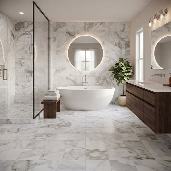 Calacatta Gold Honed Marble Tiles 12x12, photo 2 of 4