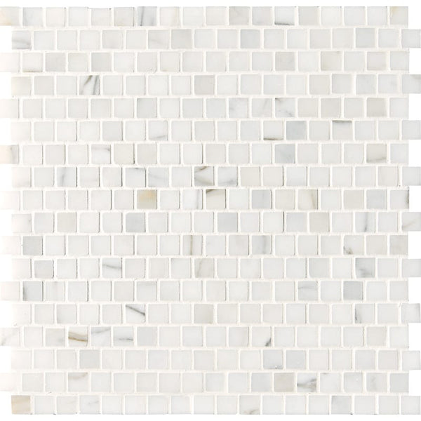 Calacatta Gold Honed Offset 5/8x5/8 Marble Mosaics 12x12