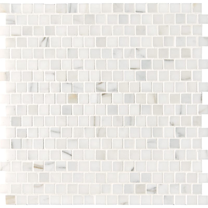Calacatta Gold Honed Offset 5/8x5/8 Marble Mosaics 12x12 Marble Honed 12x12 Mosaics
