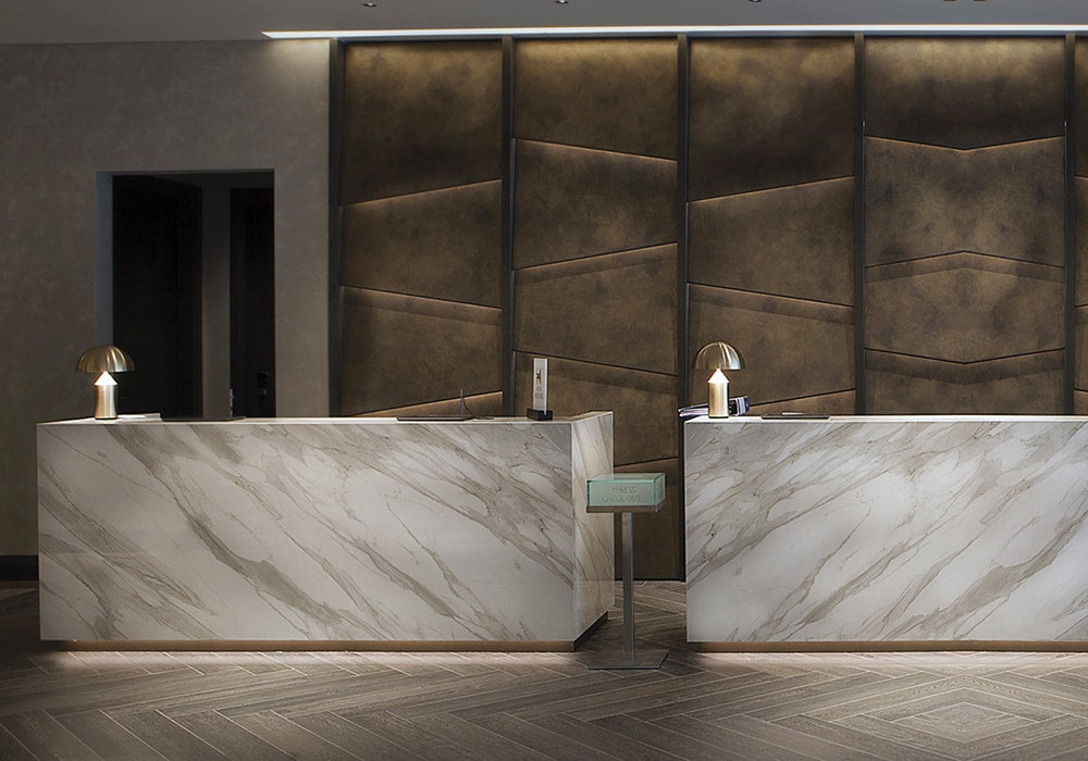 Calacatta Gold Natural Sintered Stone Slab 125x63 room scene 4