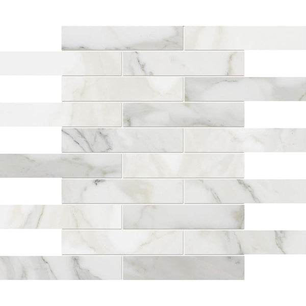 Calacatta Gold Polished 1 1/4 X 6 Marble Mosaics 12x12