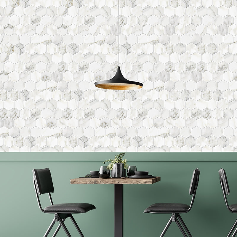 Calacatta Gold Polished Hexagon Marble Mosaics 12x12 Marble Polished 12x12 Mosaics — 3