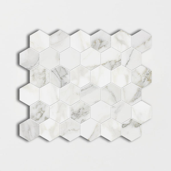 Calacatta Gold Polished Hexagon Marble Mosaics 12x12