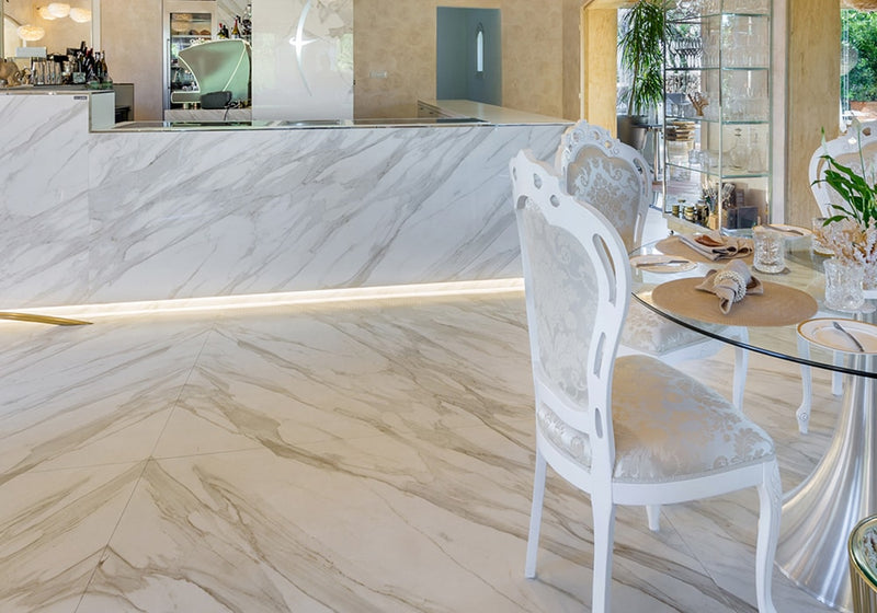 Calacatta Gold Polished Sintered Stone Slab 125x63 CG01R room scene 3