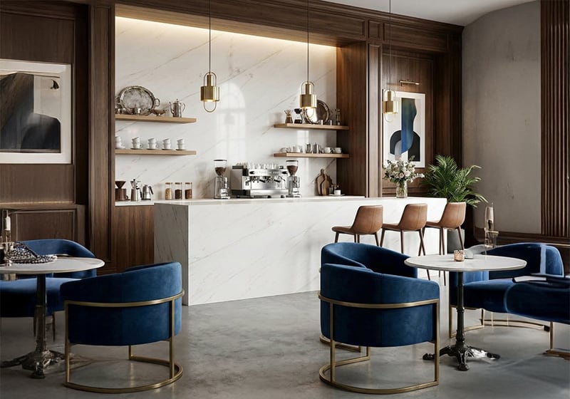Calacatta Lincoln Polished Marble Slab Random room scene 12