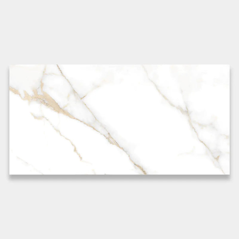 Calacatta Oro Polished Porcelain Tiles 12x24 by Stonetiledepot