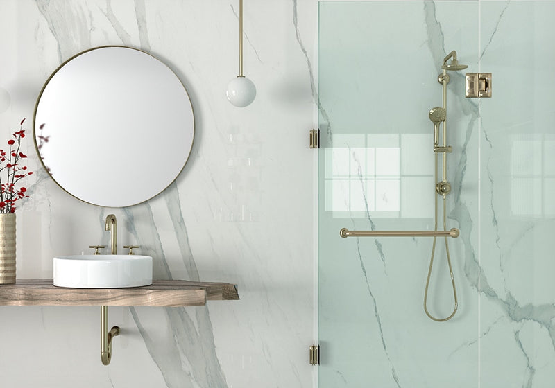 Calacatta Polished Porcelain Slab 47 1/4x94 1/2 room scene 3