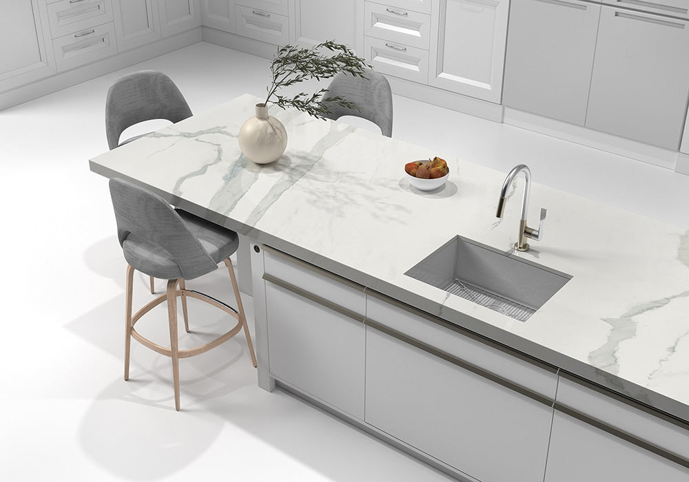 Calacatta Polished Porcelain Slab 47 1/4x94 1/2 room scene 4