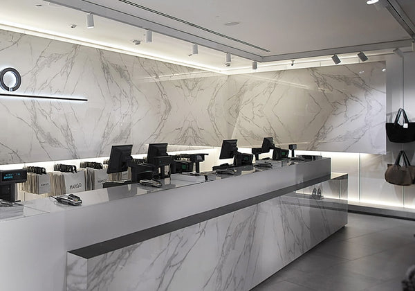 Calacatta Silk Sintered Stone Slab 125x63 room scene 2