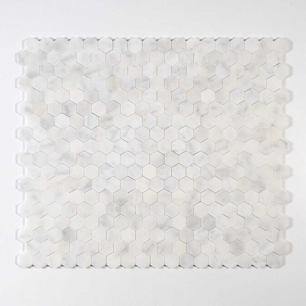 Calacatta T Honed Hexagon Marble Mosaics 10 3/8x12 Marble Honed 12x12 Mosaics — 1