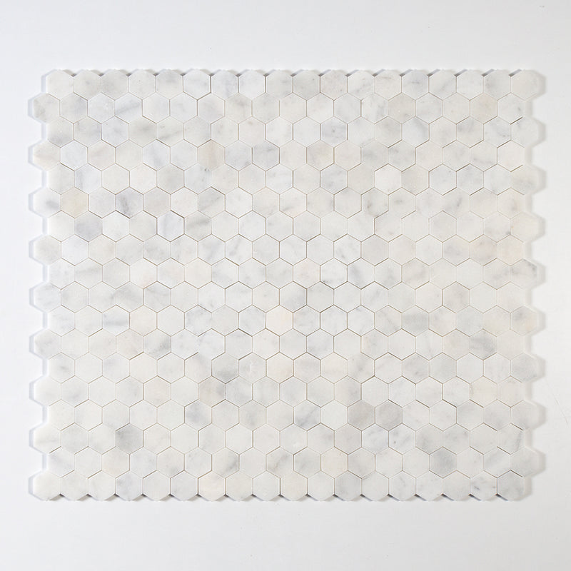 Calacatta T Honed Hexagon Marble Mosaics 10 3/8x12 Marble Honed 12x12 Mosaics — 1