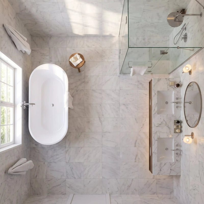 Calacatta T Honed Marble Tiles 12x12 by Stonetiledepot