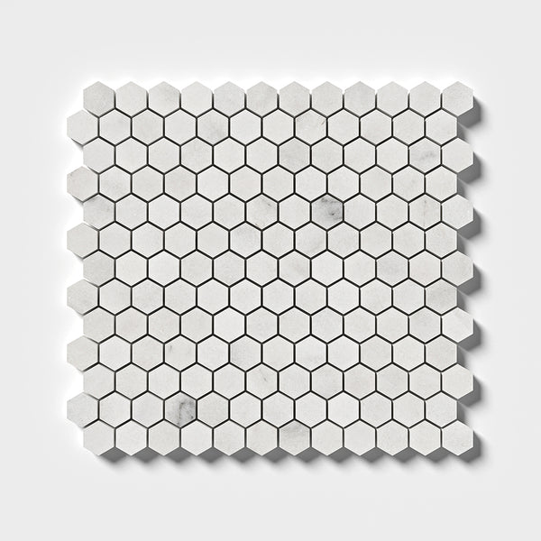 Calacatta T Honed Hexagon 1x1 Marble Mosaics 11 1/2x12 1/4