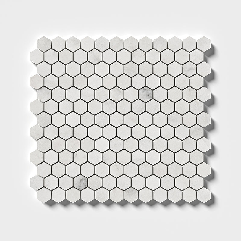 Calacatta T Honed Hexagon 1x1 Marble Mosaics 11 1/2x12 1/4 Marble Honed 12x12 Mosaics