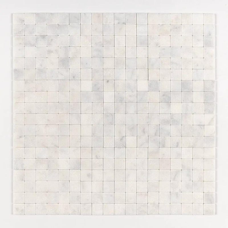 Calacatta T Tumbled 2x2 Marble Mosaics 12x12 closeup 1