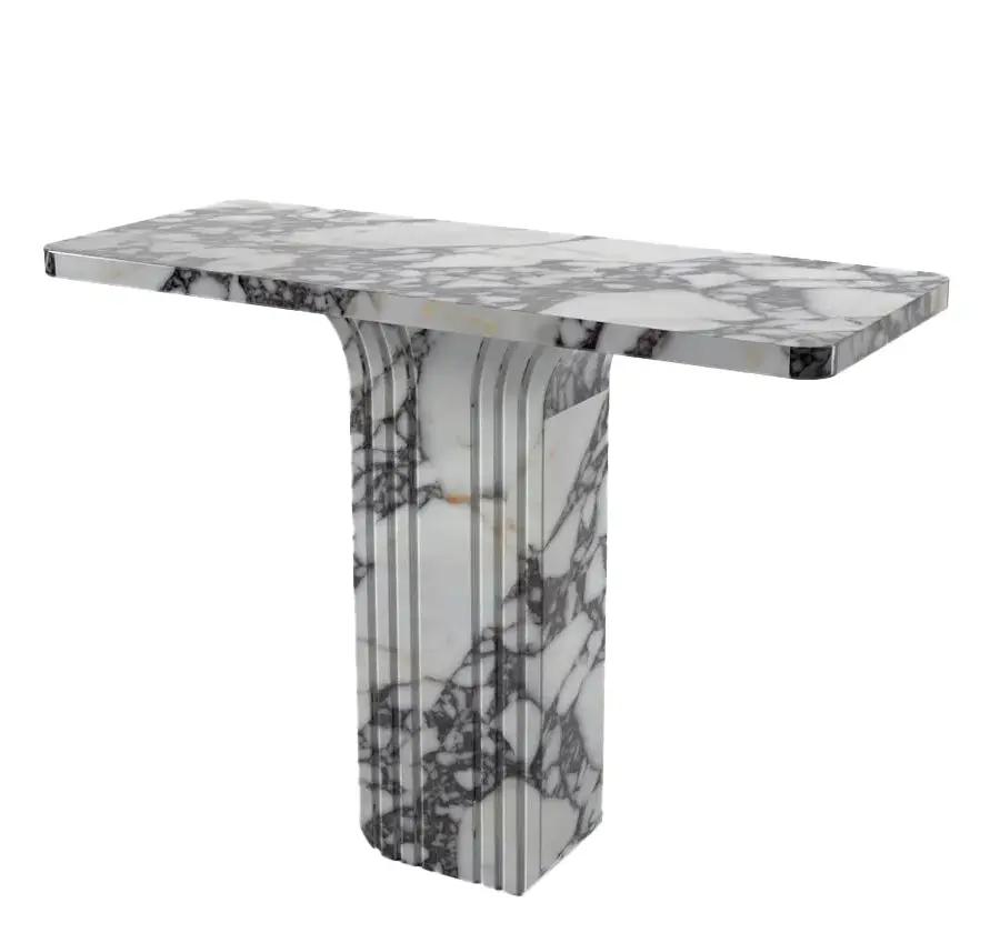 Calacatta Viola White Marble Designer Console - Polished 40x15 by GobekDesign