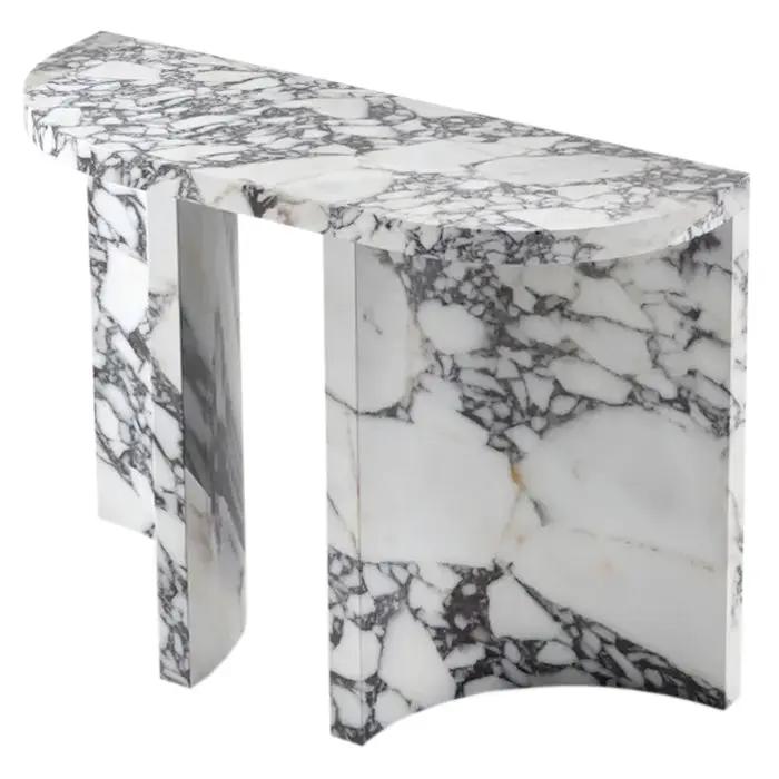 Calacatta Viola Marble Designer Console Table Polished Finish Curved Arched Legs by GobekDesign