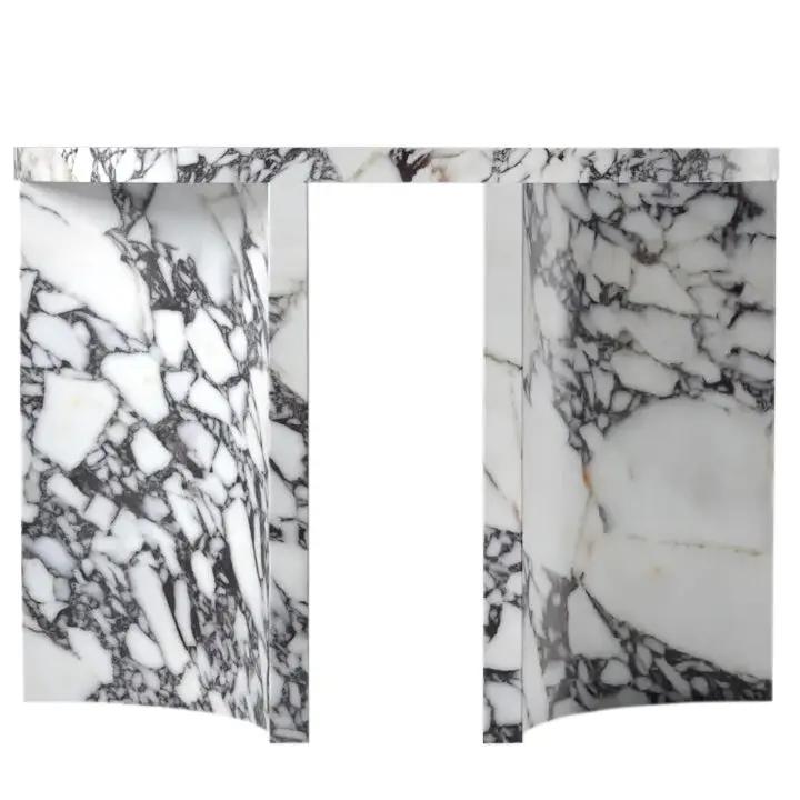 Calacatta Viola Marble Designer Console Table Polished Finish Curved Arched Legs by GobekDesign