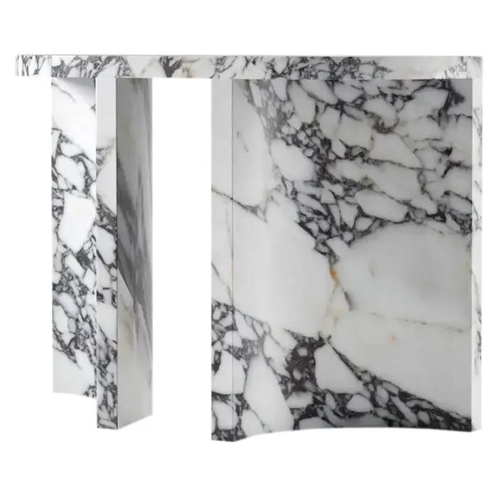 Calacatta Viola Marble Designer Console Table Polished Finish Curved Arched Legs by GobekDesign