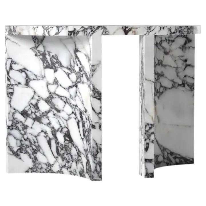 Calacatta Viola Marble Designer Console Table Polished Finish Curved Arched Legs by GobekDesign