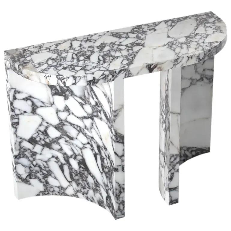 Calacatta Viola Marble Designer Console Table Polished Finish Curved Arched Legs by GobekDesign