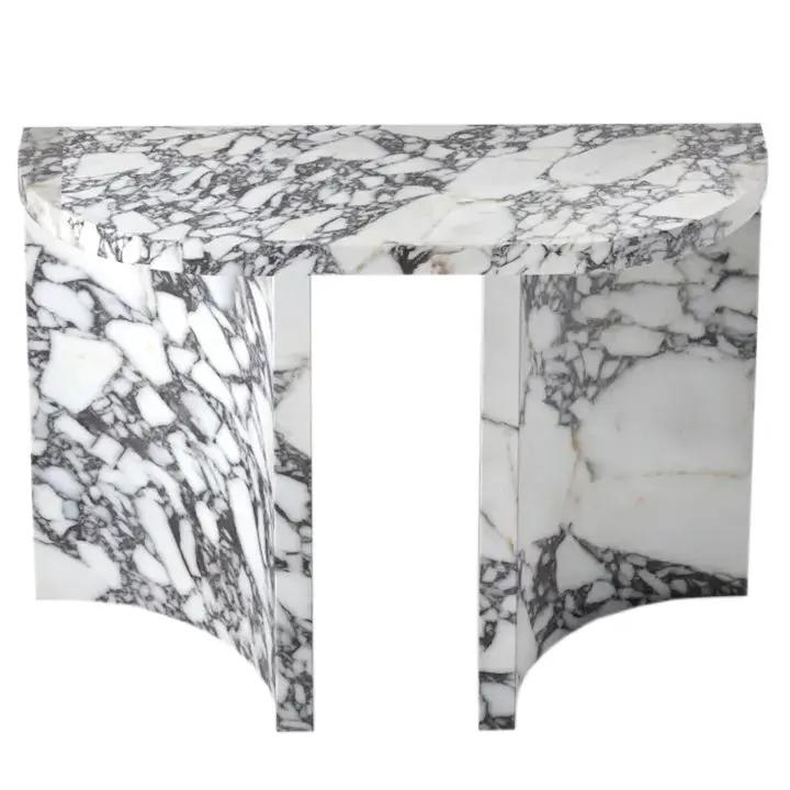 Calacatta Viola Marble Designer Console Table Polished Finish Curved Arched Legs by GobekDesign