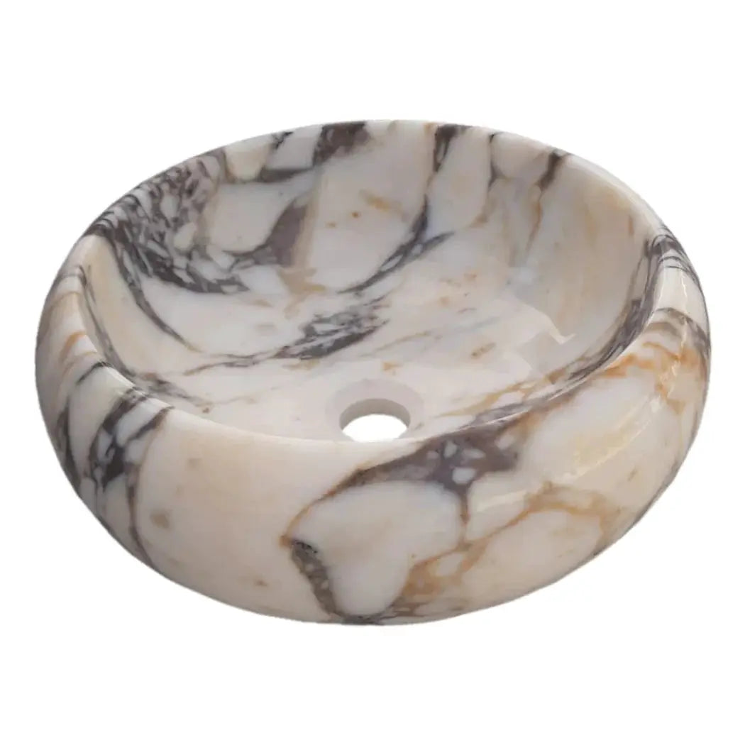 Calacatta Viola Marble Round Bathroom Vessel Sink Polished 16 by GobekDesign