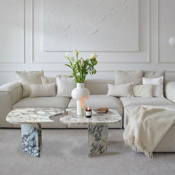 Calacatta Viola Marble Designer Coffee Table - Polished Set of 2