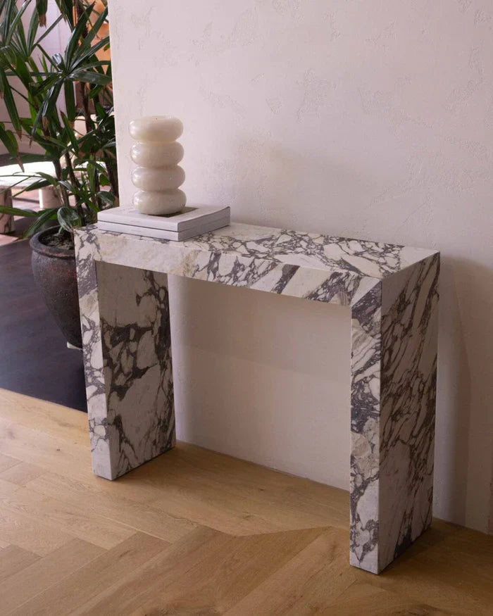Calacatta Viola Marble Rectangular Console Polished (W)12" (L)40" (H)30" by GobekDesign