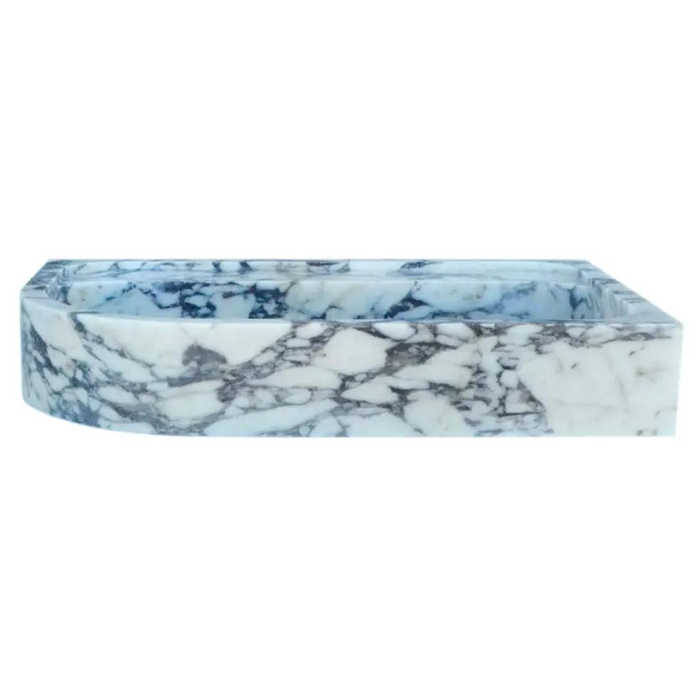 Calacatta Viola Marble Wall Mount Corner Sink 16x24 - Hand Carved by GobekDesign