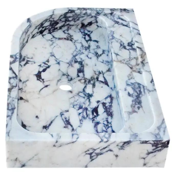 Calacatta Viola Marble Wall Mount Corner Sink 16x24 - Hand Carved by GobekDesign